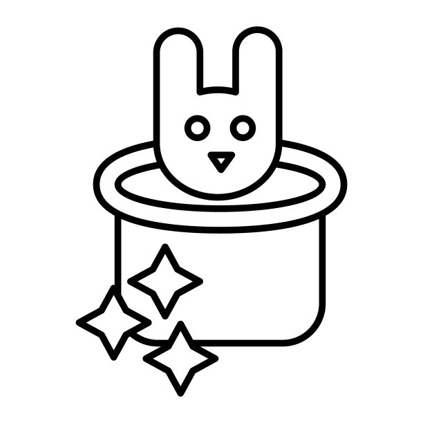 魔法帽子细线图标。魔法帽子与兔子矢量插图孤立在白色。错觉轮廓风格设计，专为网页和应用设计。图片下载