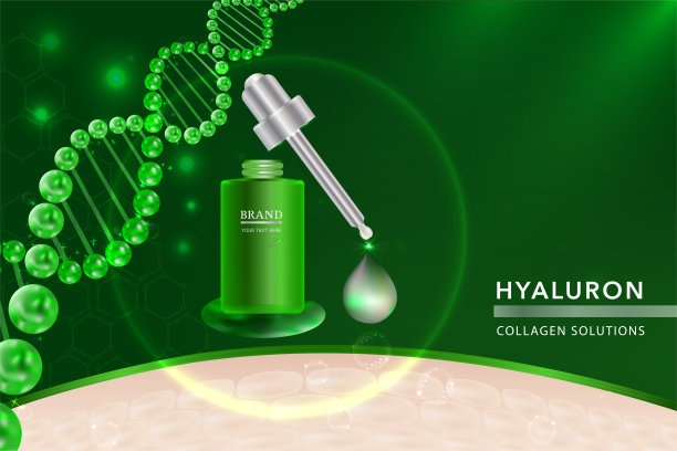 美容产品，绿色化妆品容器与广告背景随时可用，豪华护肤广告。图片下载