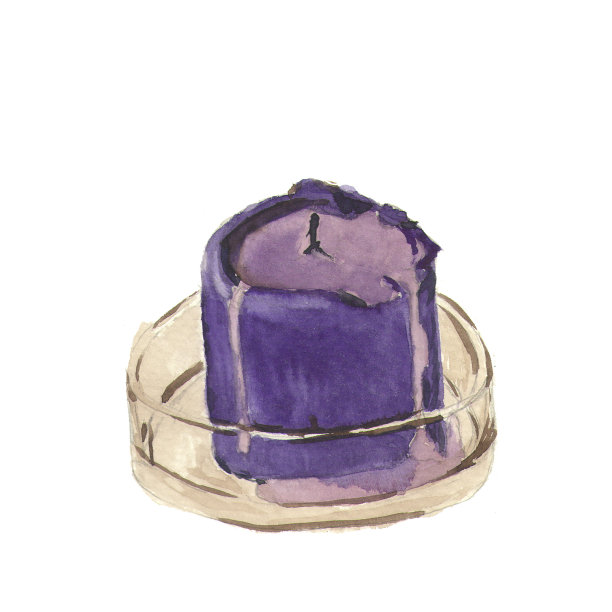 水彩丁香蜡烛在白色背景孤立图片下载