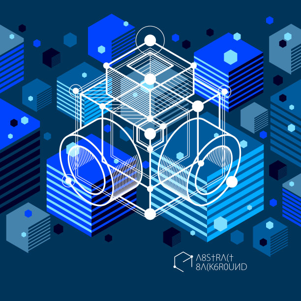 矢量工业和工程蓝黑背景，未来技术方案。现代的几何构图可以用作模板和布局。图片下载