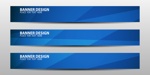 抽象的旗帜设计与蓝色几何背景。矢量图图片下载