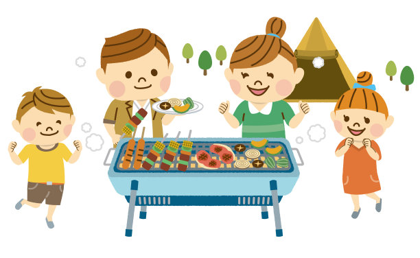 家庭享受烧烤图片下载