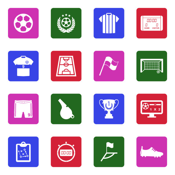 足球的图标。广场上的白色平面设计。矢量插图。图片下载