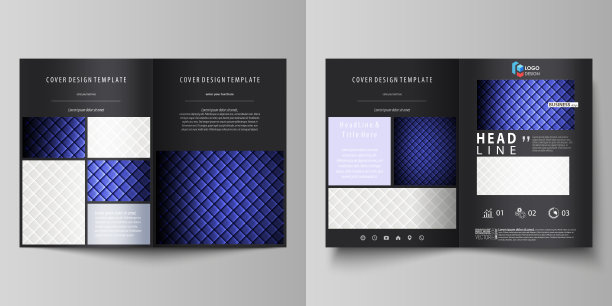 商业模板双折页小册子，传单。封面设计模板，抽象矢量布局A4大小。光泽的面料，波纹的纹理，白色和蓝色的丝绸，五颜六色的复古风格背景图片下载