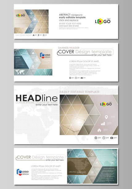 极简的矢量插图可编辑布局的社会媒体，电子邮件标题，旗帜设计模板流行的格式。分子结构的化学模式。医学DNA研究图片下载