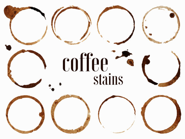 咖啡污渍。孤立的矢量图。图片下载