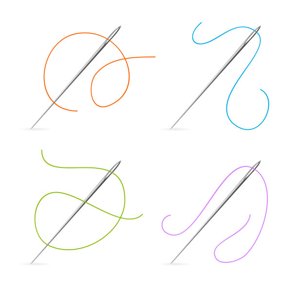 现实详细的3d针和颜色线集。向量图片下载