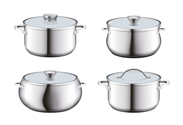 白色背景上的钢制平底锅。图片下载