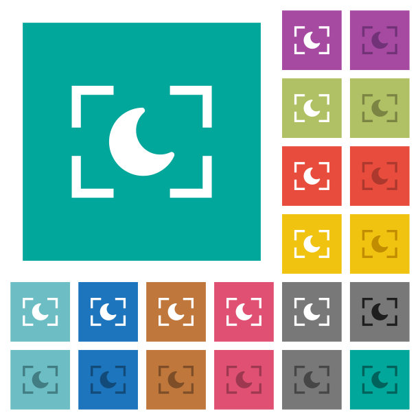 相机夜间模式方形平多色图标图片下载