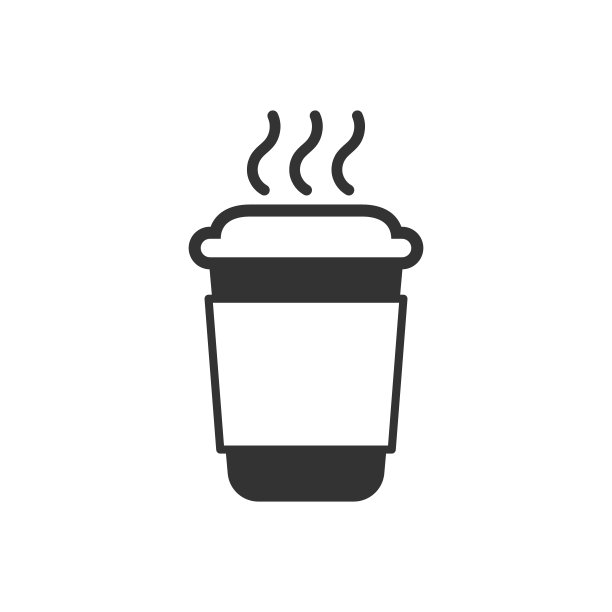 扁平风格的咖啡、茶杯图标，白色隔离背景上的咖啡杯矢量图，饮品商业概念图片下载
