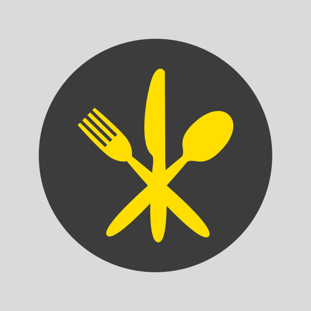 刀，叉和勺子的图标在灰色的背景。图片下载