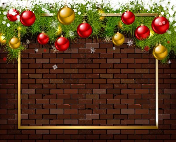 圣诞球和冷杉树枝图片下载