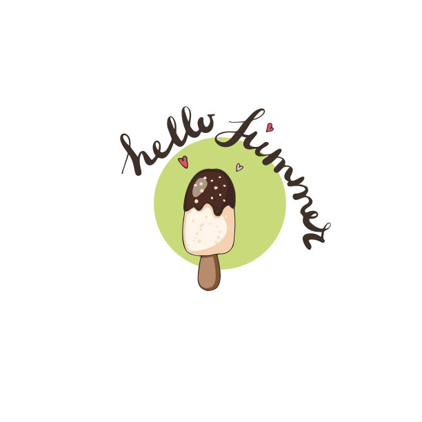 你好，夏日冰淇淋上的文字图片下载