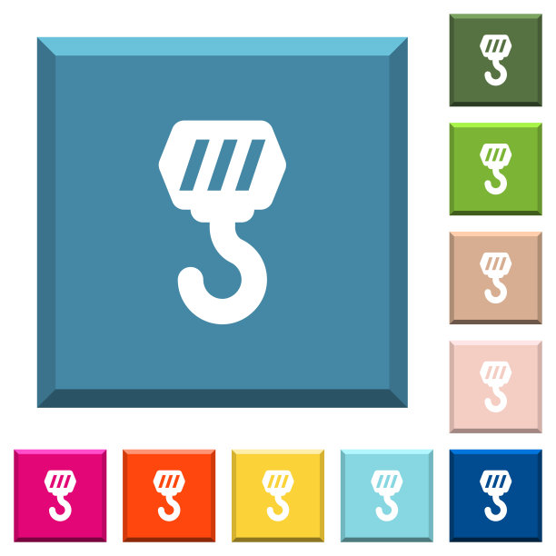 建筑钩白色图标上有边的方形按钮图片下载