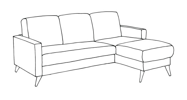 白色背景上的沙发孤立。矢量插图在一个草图风格。图片下载