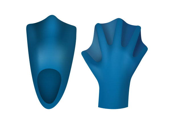 游泳用脚蹼和手套。图片下载