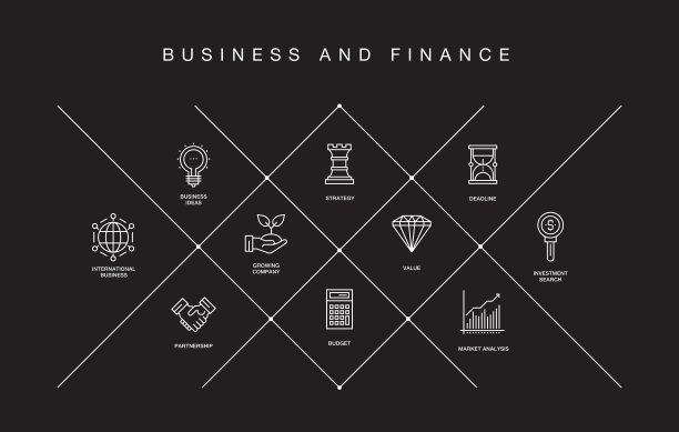 商业和金融线路图标图片下载