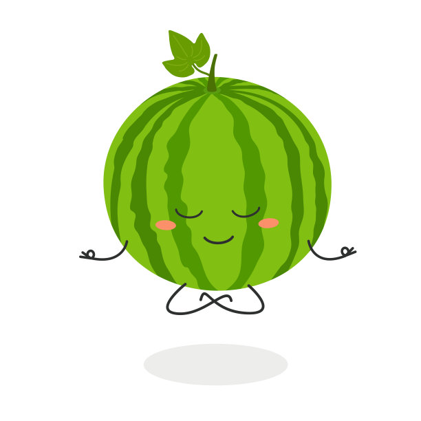 卡通西瓜冥想图片下载