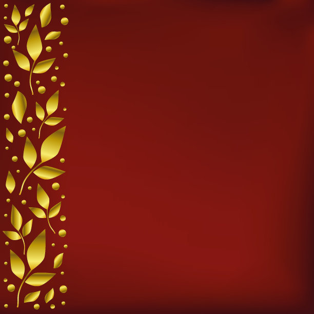 红色背景风格化为红色天鹅绒与装饰条纹在左侧与金色的叶子和点图片下载