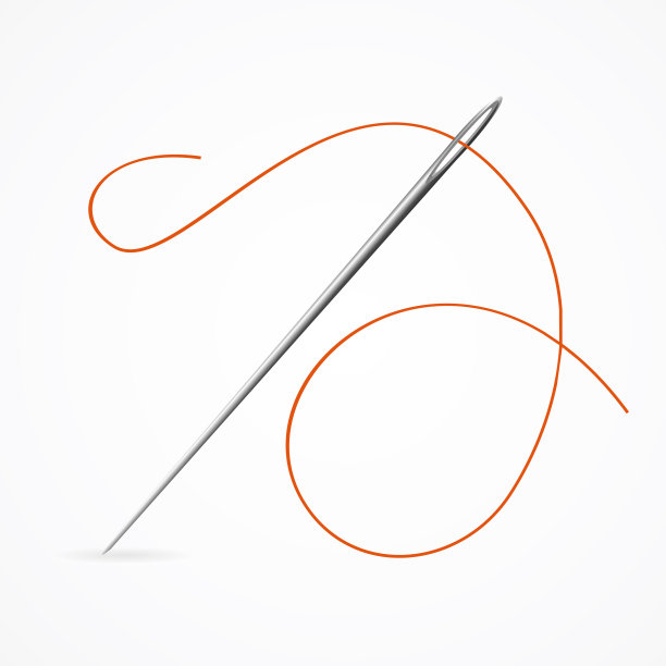 现实详细的3d针和红线。向量图片下载