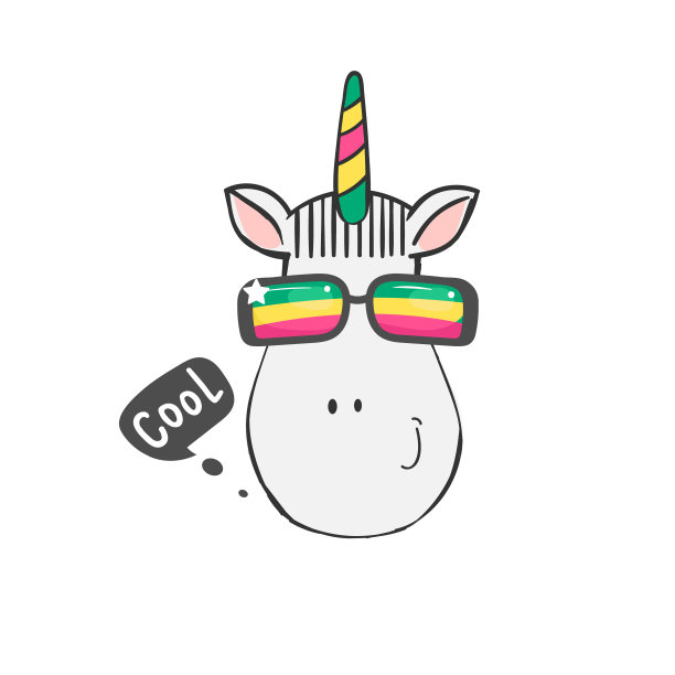 插图与有趣的独角兽的脸图片下载