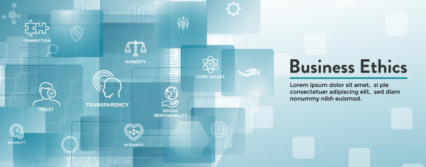 商业道德网站旗帜图标设置与诚实，正直，承诺，和决定图片下载