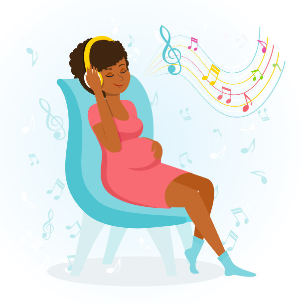 孕妇喜欢音乐。图片下载