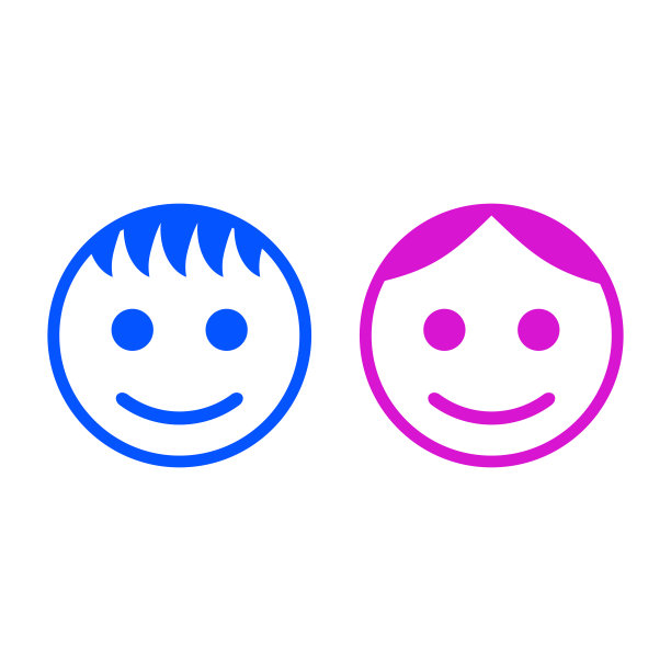 男婴和女婴的脸图标符号符号向量图片下载