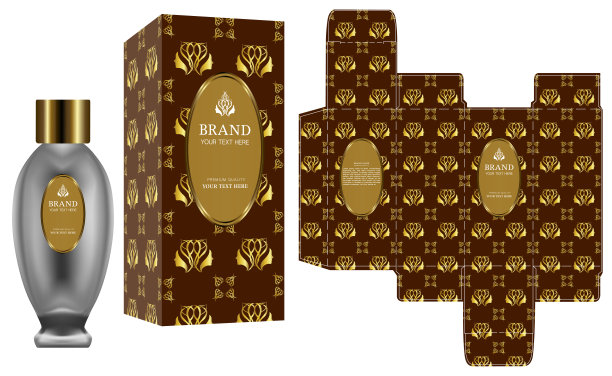 包装设计，化妆品容器的标签与豪华盒模板和模型盒。说明向量。图片下载