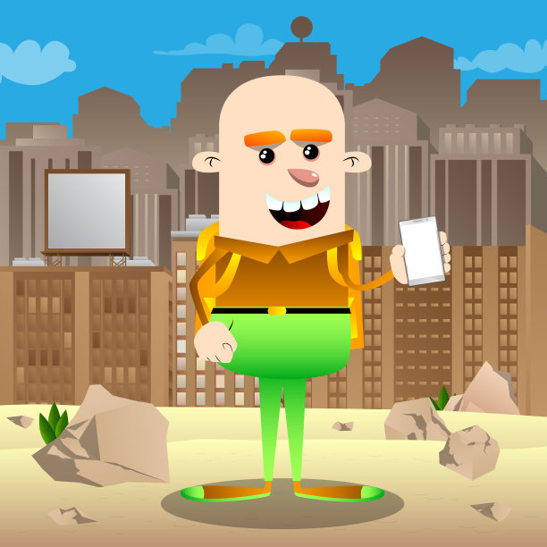 一个男生拿着白屏幕的智能手机。图片下载