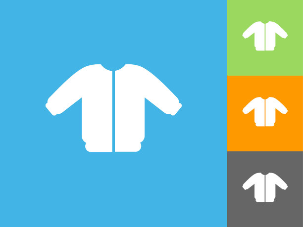 在蓝色背景上大衣平坦的图标图片下载