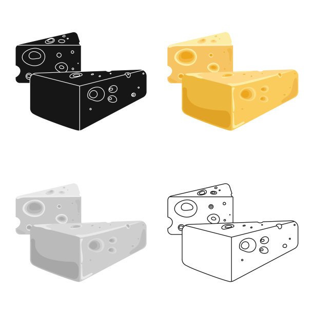 硬奶酪图标在卡通风格孤立的白色背景。牛奶产品和甜蜜的象征股票矢量插图网页图片下载