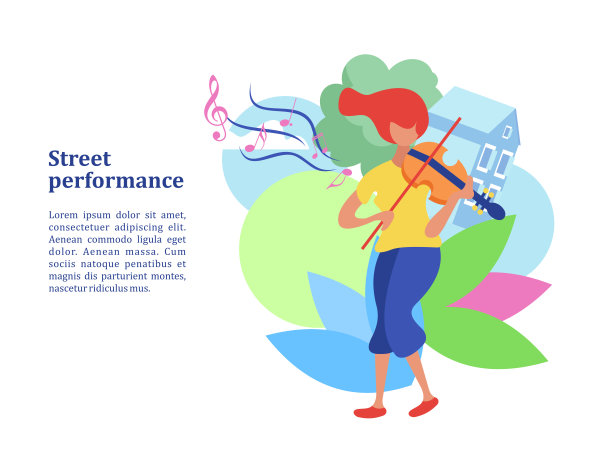 街头音乐家，小提琴家。矢量插图。图片下载