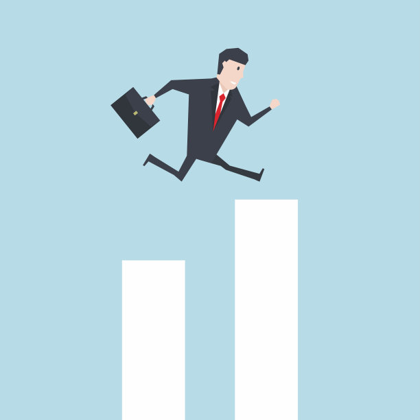 在增长图向量中跨越差距的商人。图片下载