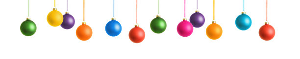 在白色的背景上孤立地挂着五颜六色的圣诞装饰物图片下载