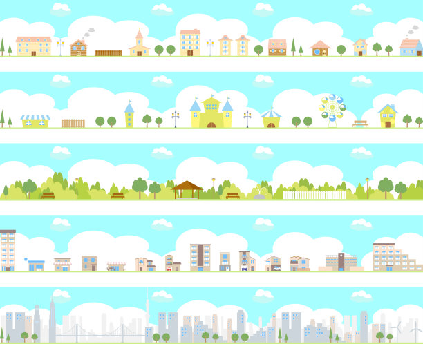 各种城市的插图图片下载