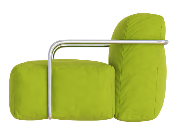 柔软的绿色椅子，有金属扶手图片下载