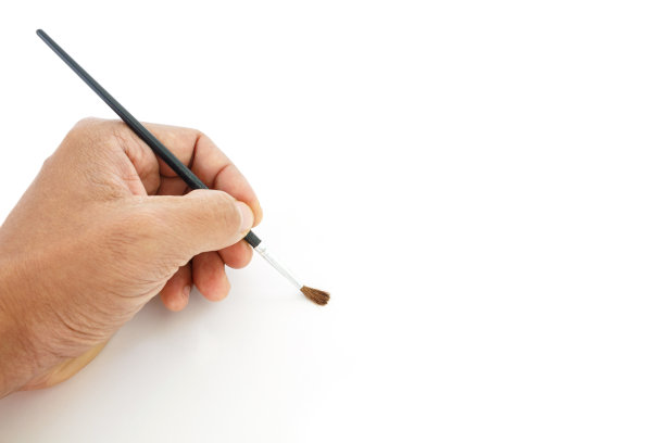 手绘笔刷设置工具艺术上的白色背景图片下载