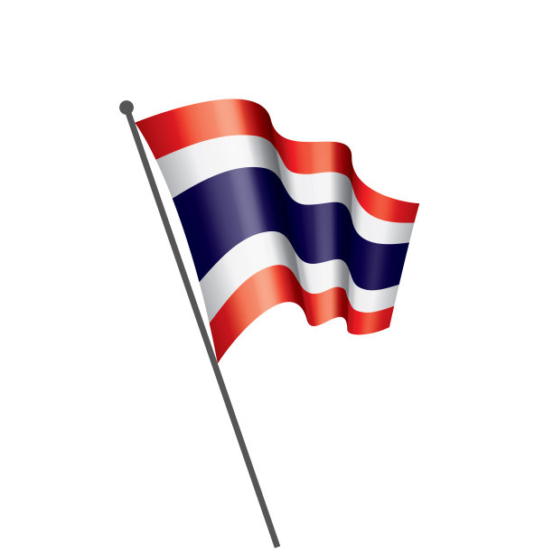 泰国国旗，矢量插图在白色的背景图片下载