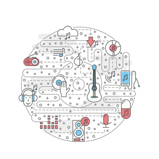 矢量细线艺术音乐海报横幅模板图片下载