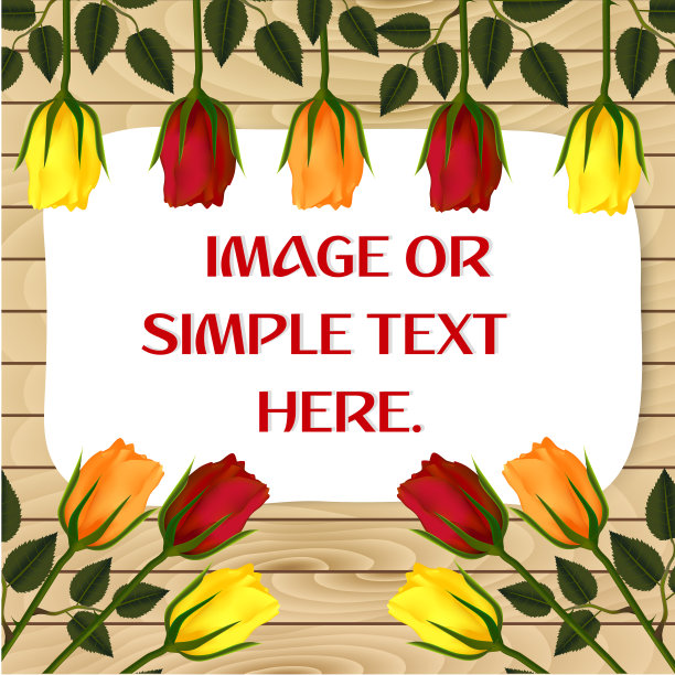 贺卡与玫瑰和摄影或文本的框架上的背景美丽的木板。图片下载