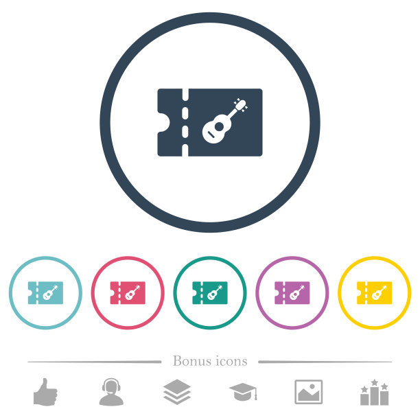 乐器店折扣券单色图标，圆形轮廓图片下载