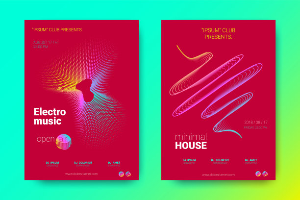 彩色音乐标语牌与波浪和扭曲的回合。图片下载