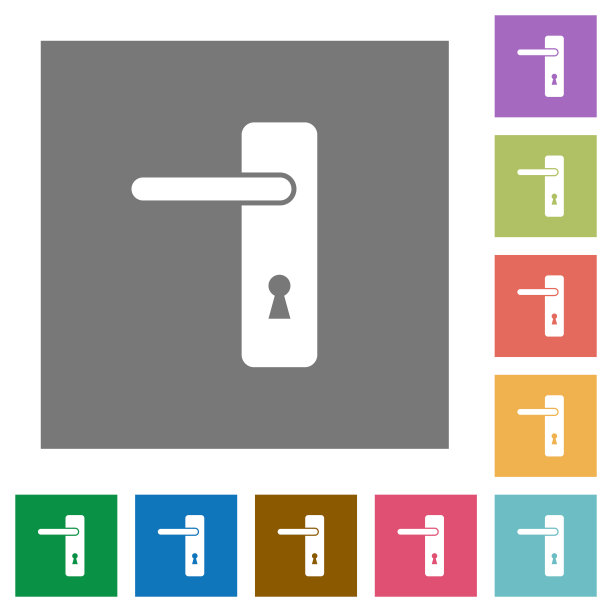 左手简单门把手的方形图标图片下载