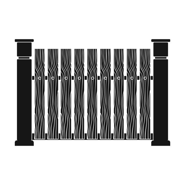 一个木制的栅栏。一个不同的栅栏单图标在黑色风格矢量符号股票插图web。图片下载