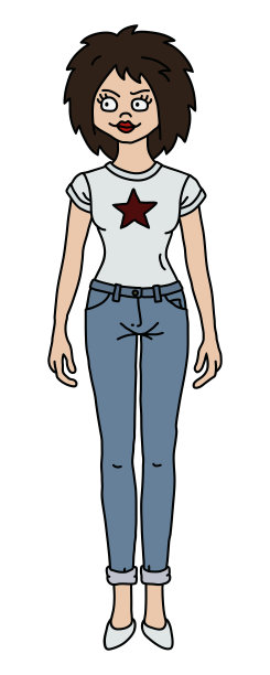 穿蓝色牛仔裤的有趣女孩图片下载