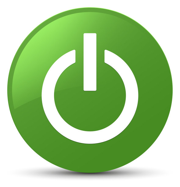 电源图标软绿色圆形按钮图片下载
