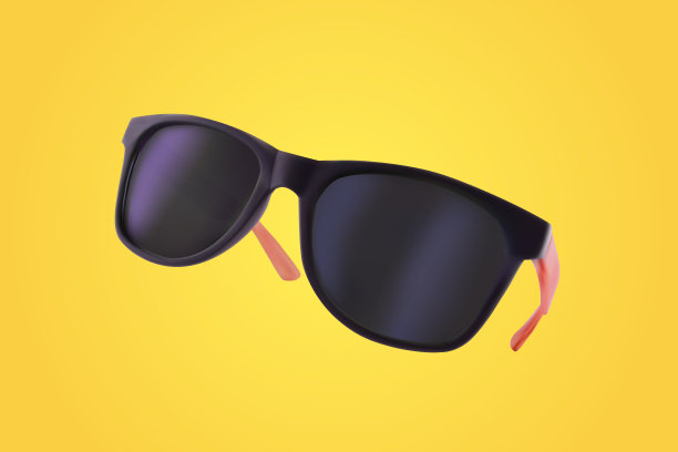 逼真的太阳镜在黄色的背景。假期、夏季旅游设计、旅行社。矢量现实的3d插图。时尚配饰设计。夏天眼镜的概念。图片下载