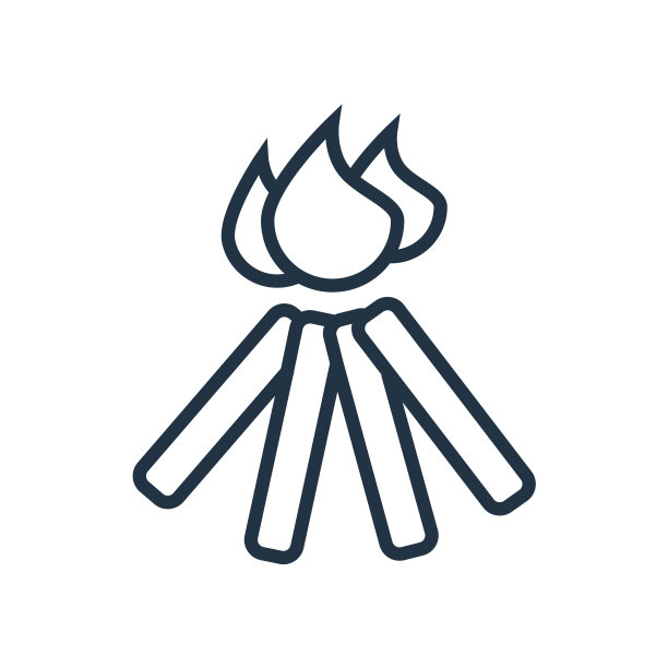 篝火图标矢量孤立在白色背景，篝火标志图片下载