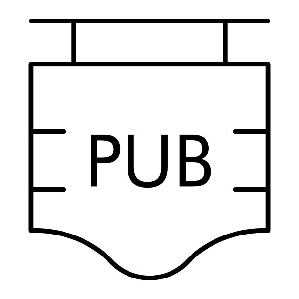 有铭文的招牌，细线图标。木制标志与文本酒吧矢量插图孤立在白色。街道招牌酒吧轮廓风格设计，为网页和应用设计。Eps 10。图片下载